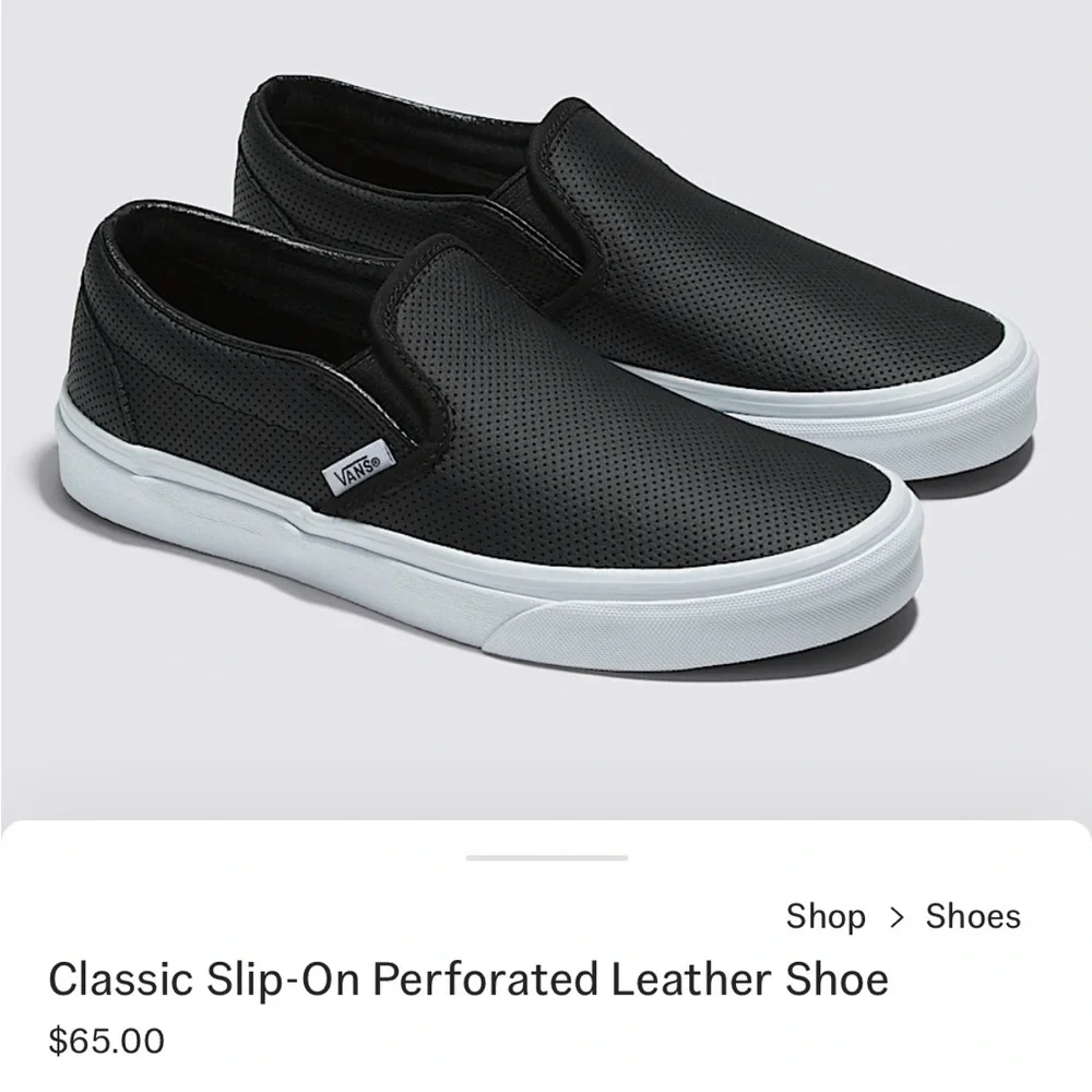 Vans Black Leather Classic Slip-On - Picture 4 of 8